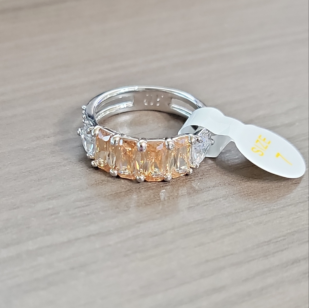 "Fancy in the Ballroom" dazzling Smokey Topaz Cubic Zirconia, size 7